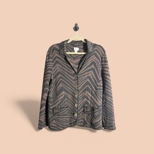 Chico's 1 Medium 8 Brown Zebra Animal Print Blazer Cardigan